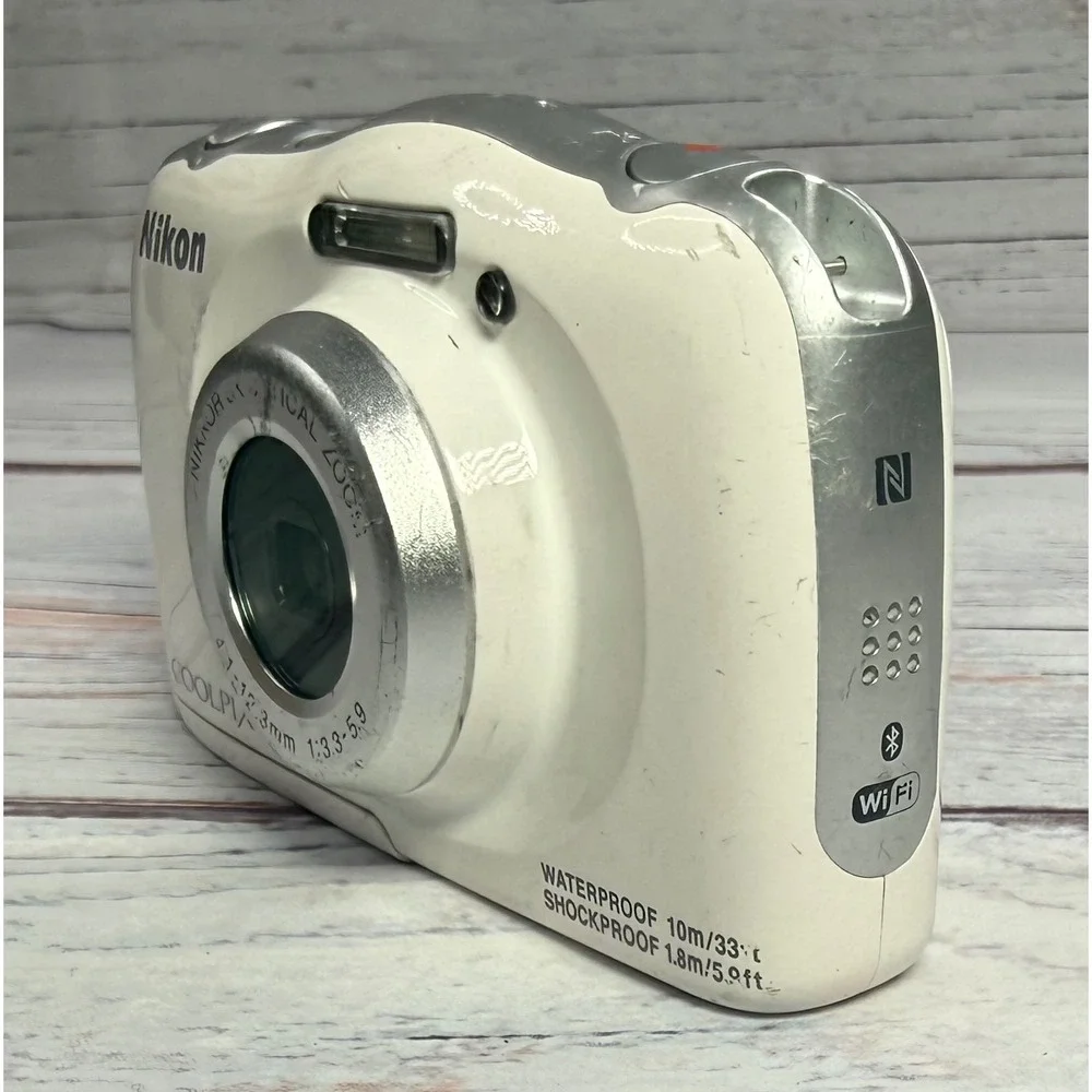 Nikon Coolpix W100 Waterproof Digital Camera White‎ Bundle 13.2MP WiFi Bluetooth